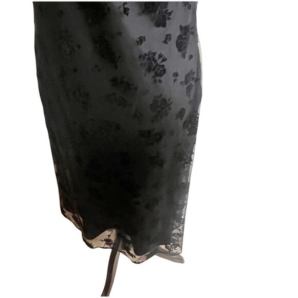 BCBG Y2K Whimsygoth Floral Dress Size 6 Black Mesh Overlay Witchy Dark Fairy - Picture 5 of 13